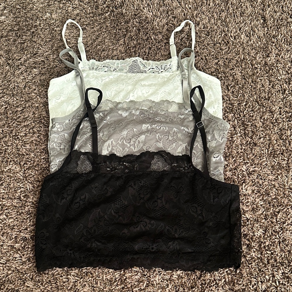 Lace Camisole Set - Black, Gray, White